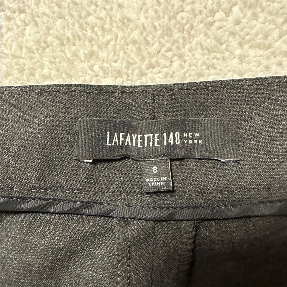 Lafayette 148 Irving Straight Leg Stretch Wool Pants Trousers Dark Gray - Picture 8 of 11